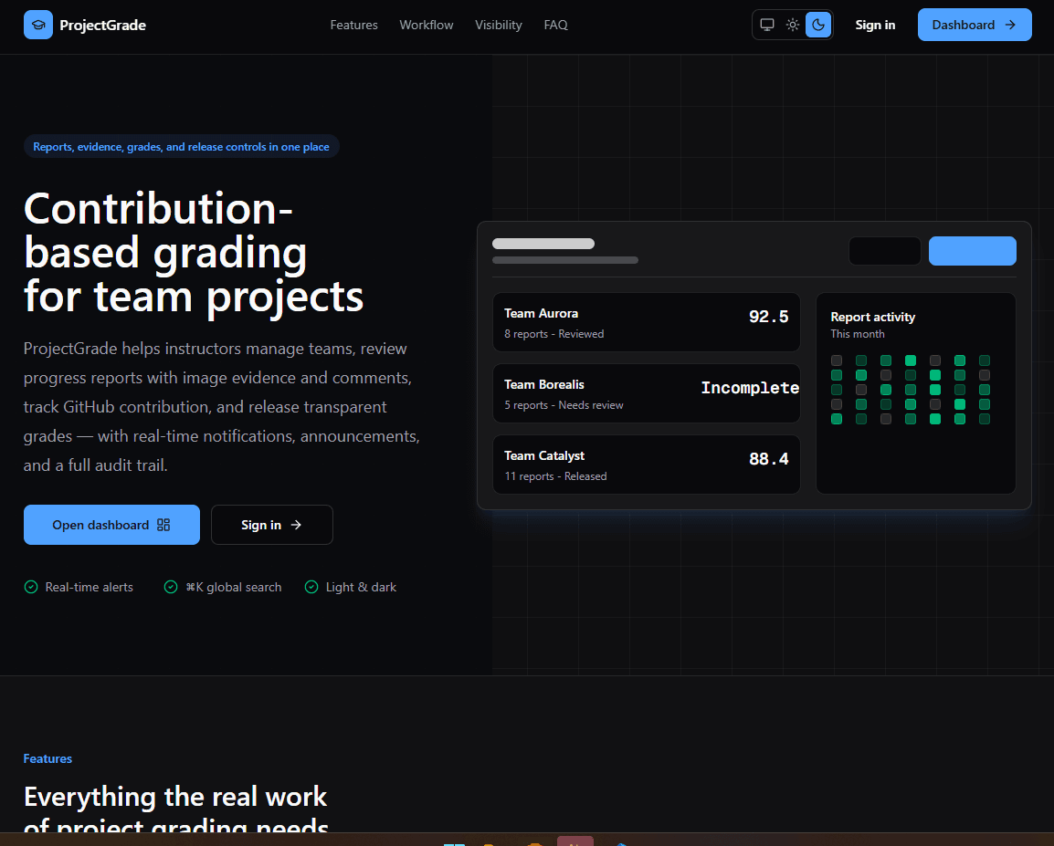 ProjectGrade — homepage